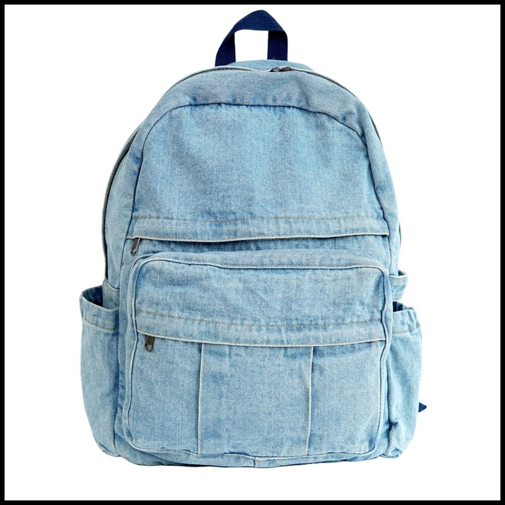 Denim Backpack Casual Daypack Retro Lightweight Travel Laptop Bag Classic